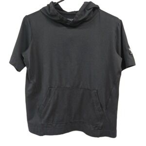 Abercrombie Kids Active Short Sleeve Hoodie Relaxed Soft Stretchy Black Sz 11-12